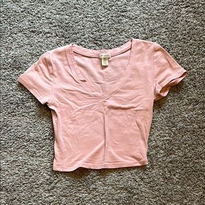 Women's Pink V-Neck Top